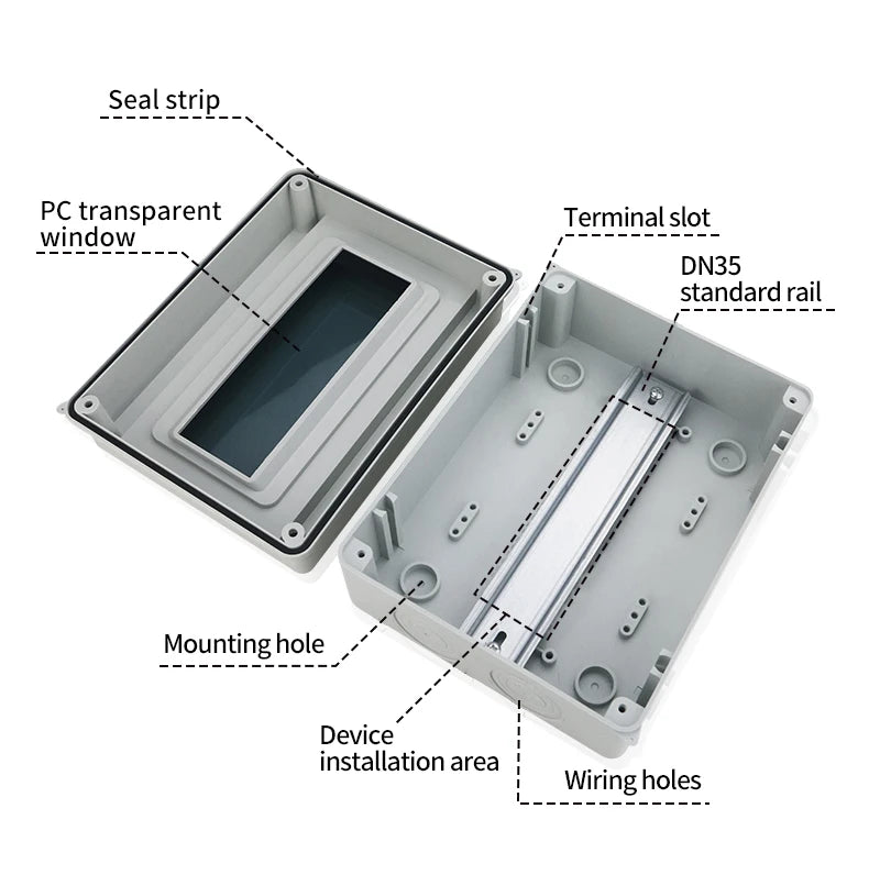 Scatola di distribuzione impermeabile IP65 Interruttore CC 2/3/5/8/12/15/18/24 VIE PC/ABS Plastica Scatola di giunzione solare MCB elettrica per esterni