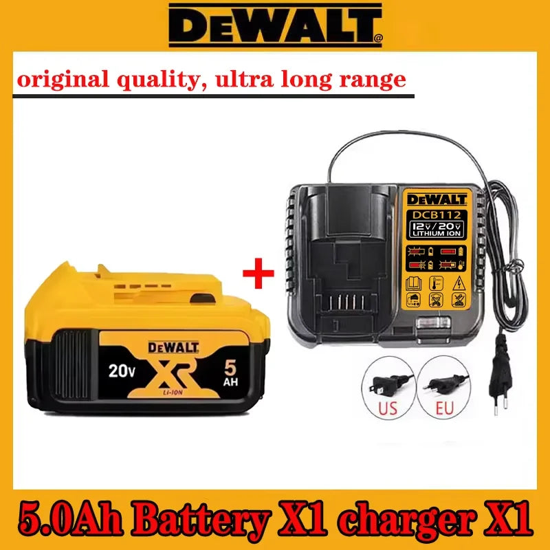 Batterie al litio originali Dewalt 20V, 5,0 Ah DCB120 DCB123 DCB125 DCB124 DCB122 DCD710 a ricarica rapida per utensili elettrici