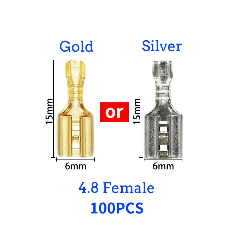 100/200 pezzi 2,8/4,8/6,3 mm femmina e maschio terminale a crimpare connettori