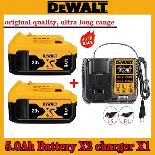 Batterie al litio originali Dewalt 20V, 5,0 Ah DCB120 DCB123 DCB125 DCB124 DCB122 DCD710 a ricarica rapida per utensili elettrici