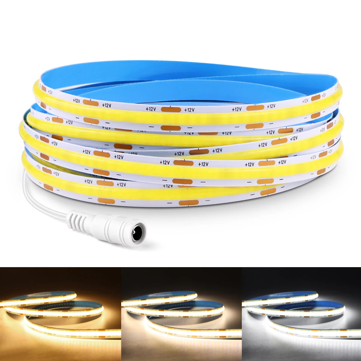 Striscia LED COB da 5M 10M 12V 24V 320LED/M Striscia LED flessibile FCOB ad alta luminosità Nastro lineare dimmerabile per l'arredamento della stanza