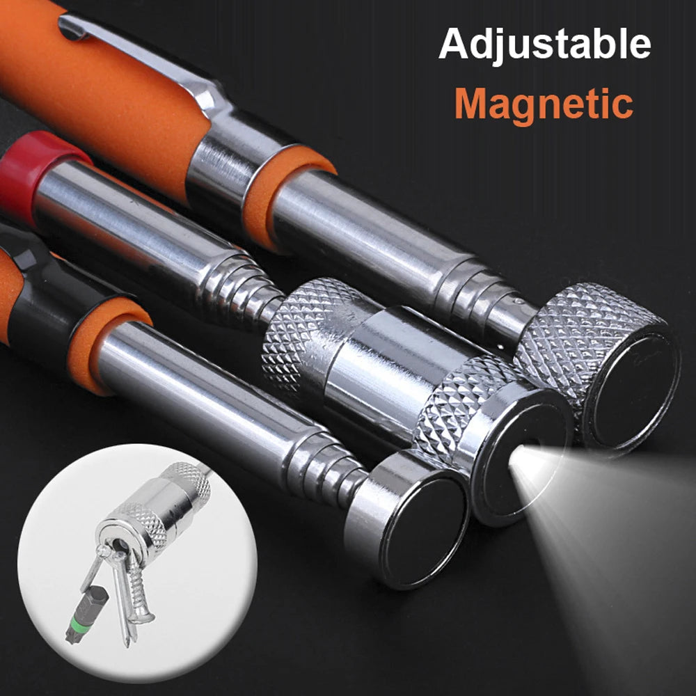 Penna magnetica telescopica con luce Mini. Strumento di raccolta magnete portatile Asta di raccolta estensibile per raccogliere viti, dadi e bulloni.