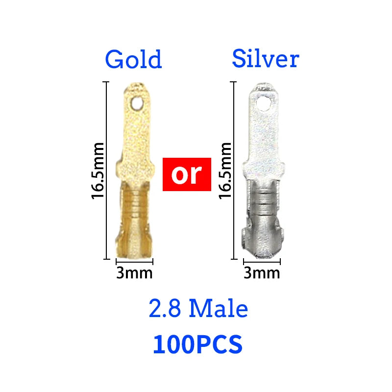 100/200 pezzi 2,8/4,8/6,3 mm femmina e maschio terminale a crimpare connettori