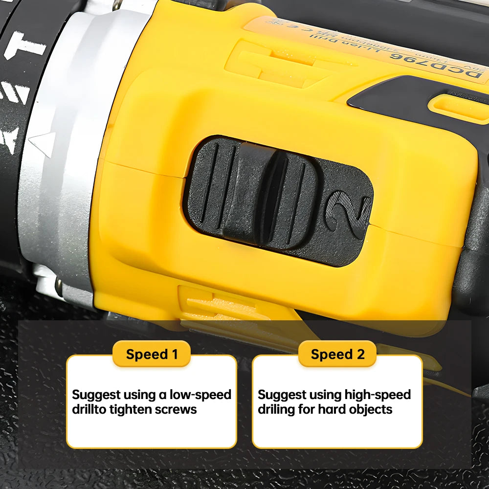 DeWalt 20v Brushless Batteria al litio Caricabatterie Trapano elettrico a mano 13mm Trapano a pistola. Strumento Dcd796