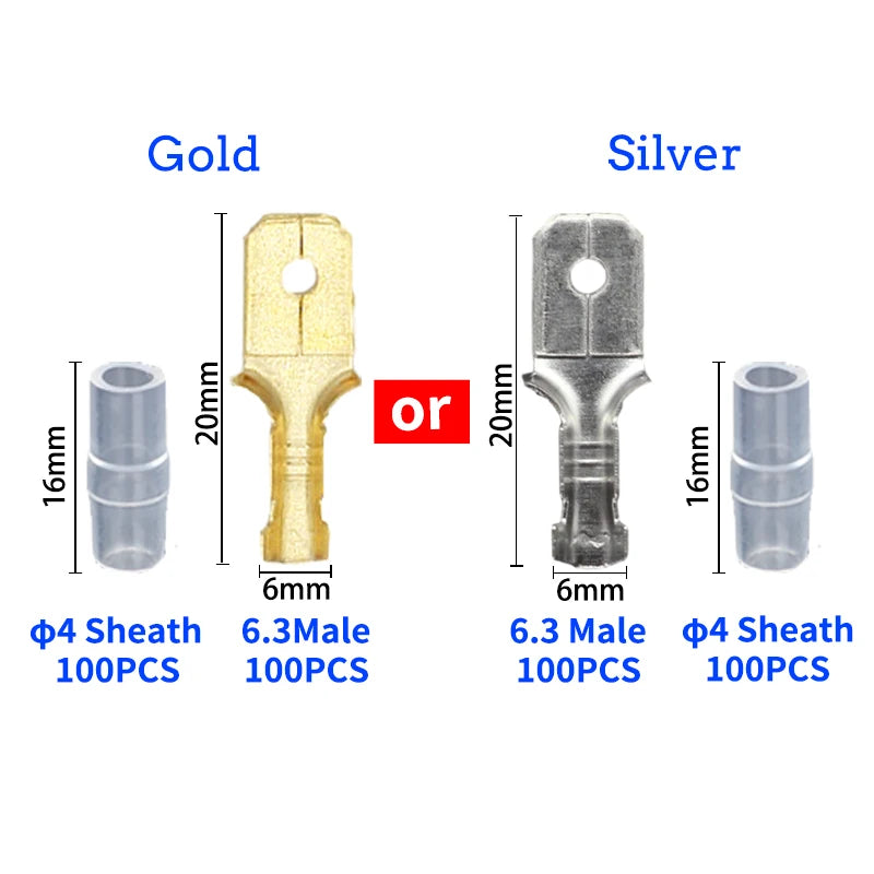 100/200 pezzi 2,8/4,8/6,3 mm femmina e maschio terminale a crimpare connettori