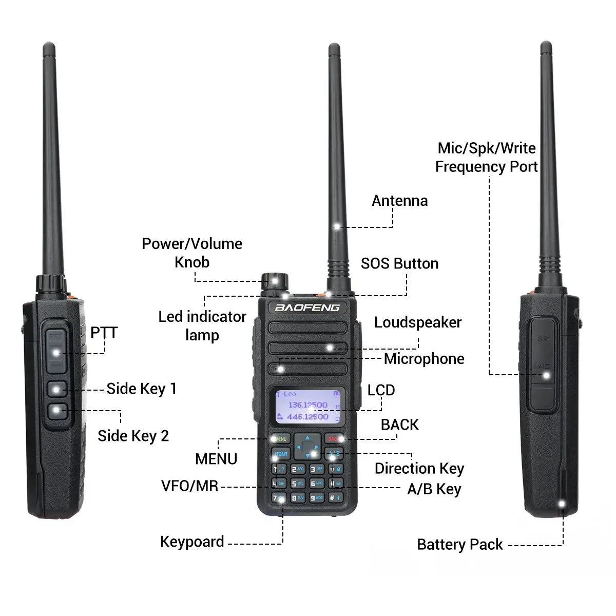 Baofeng Dr-1801 DMR Digital Walkie Talkie Dual Time Slot Analog Tier 1 e 2 Lunga Distanza Dual Band 1024ch DM-1801 Ham Radio Bidirezionale