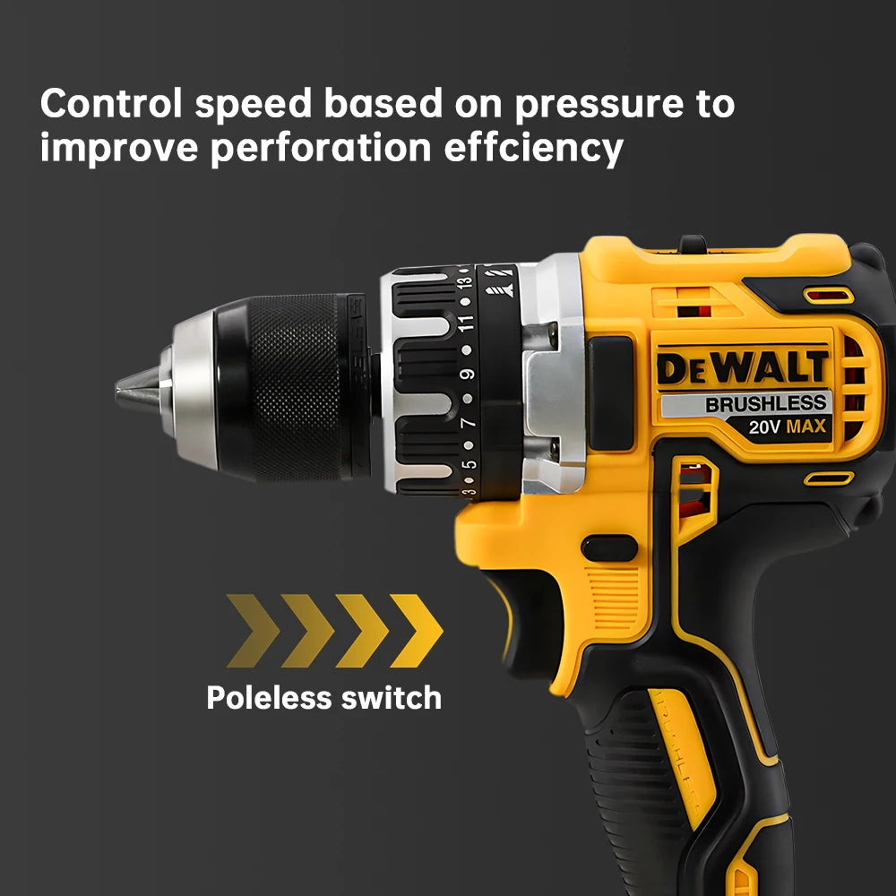 DeWalt 20v Brushless Batteria al litio Caricabatterie Trapano elettrico a mano 13mm Trapano a pistola. Strumento Dcd796