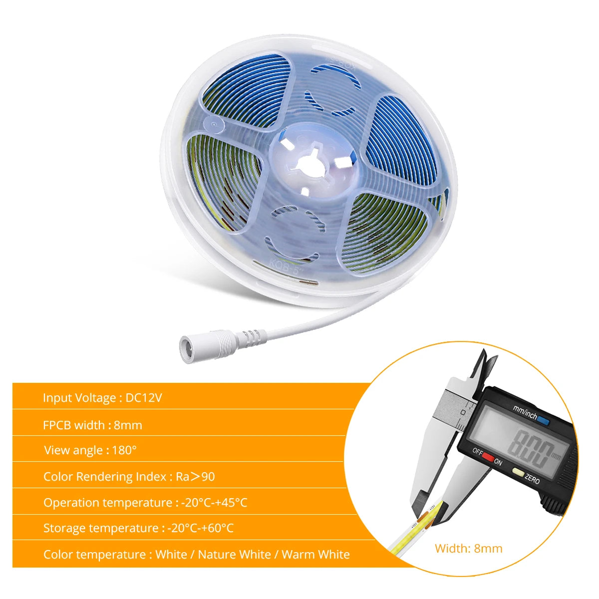Striscia LED COB da 5M 10M 12V 24V 320LED/M Striscia LED flessibile FCOB ad alta luminosità Nastro lineare dimmerabile per l'arredamento della stanza