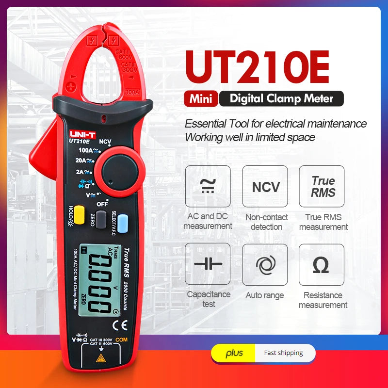 UNI-T UT210E UT210D Pinza amperometrica digitale AC DC True RMS Pinza amperometrica Misuratore di tensione Misuratore di frequenza